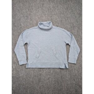 Faherty Women's Blue Waffle Knit Funnel Neck‎ Pullover Sweatshirt Thermal Small